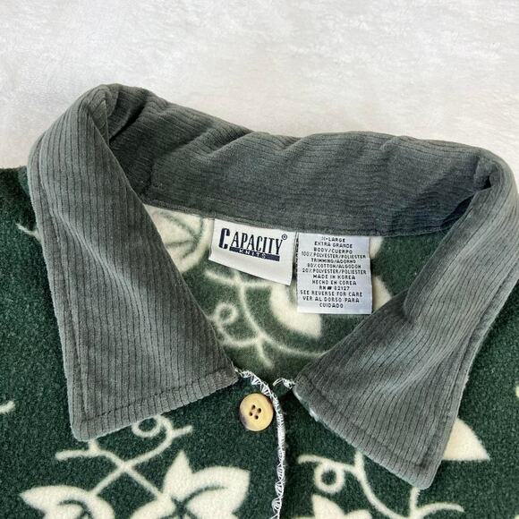 Capacity knits Vintage Green & white flannel jacket ivy leaf  women’s size XL - Picture 5 of 7